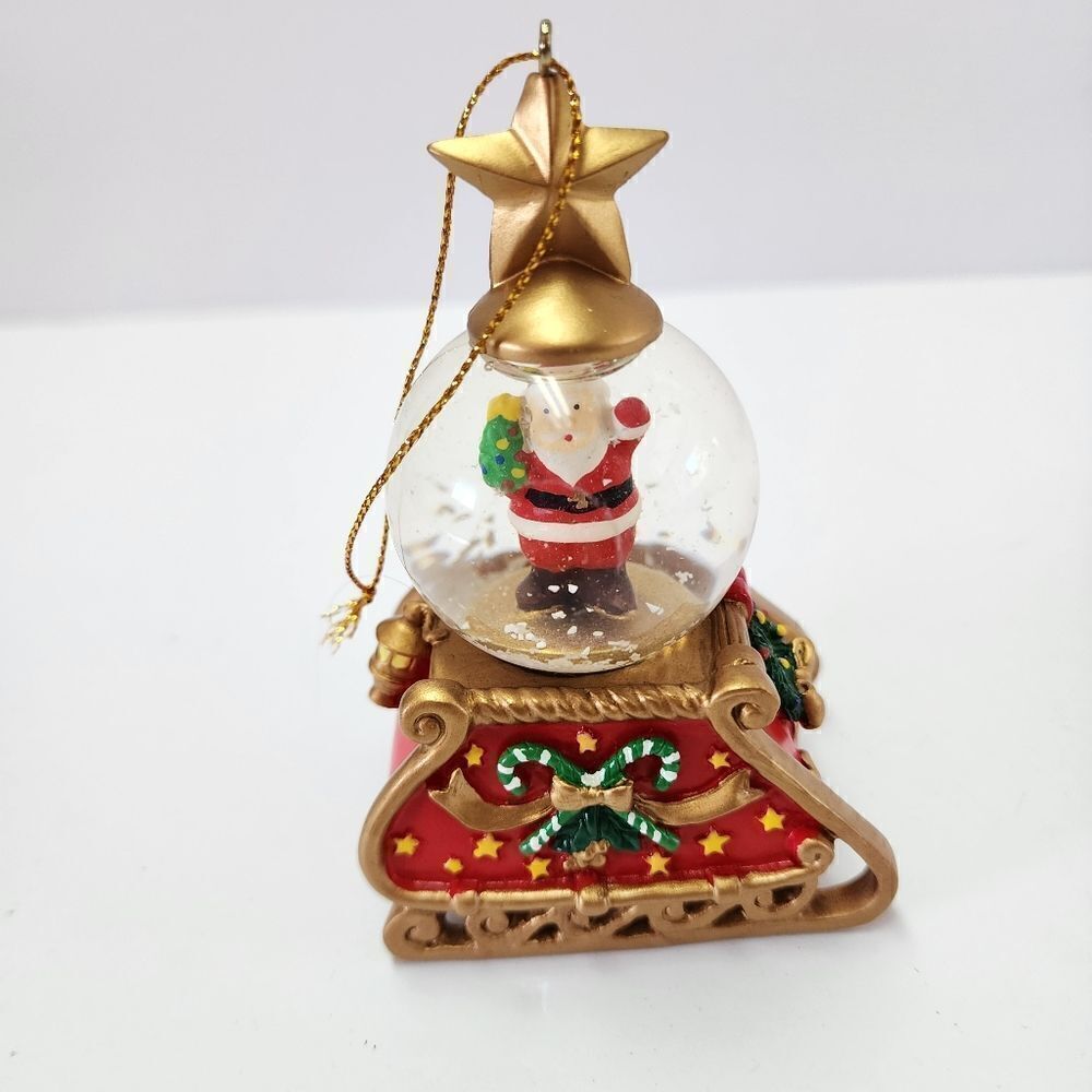 Mr. Christmas Santa Sleigh Snowglobe Ornament with Music